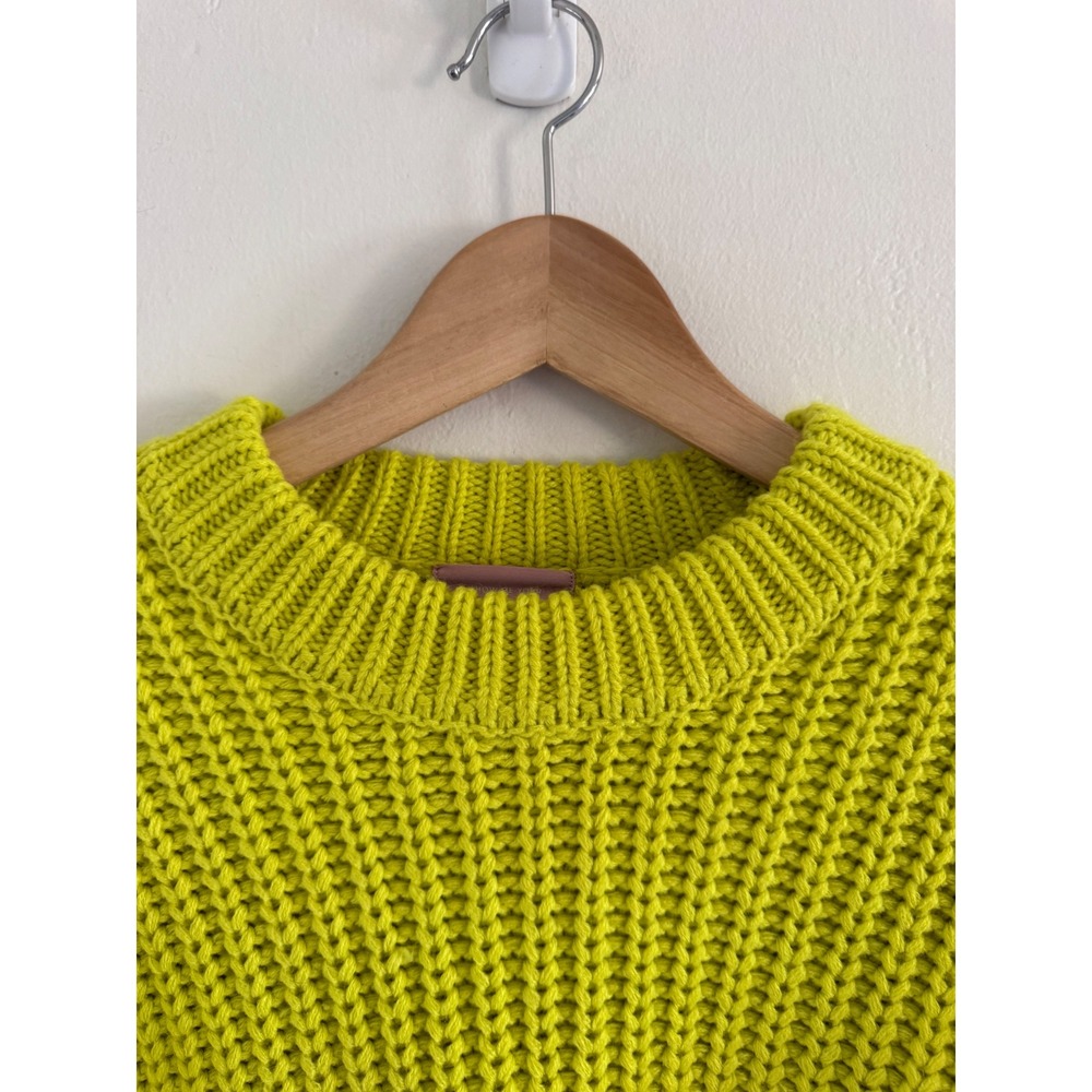 Show Me Your Mumu Bailey Sweater Lime Green Chunky Ribbed Knit Crewneck Small - Picture 3 of 8